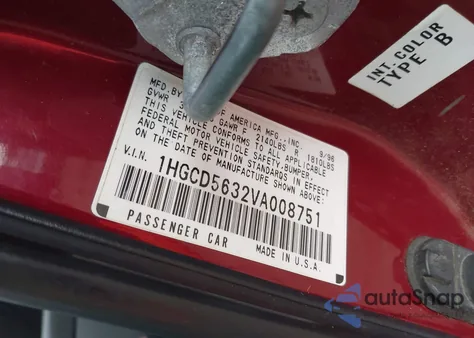 1997 Honda Accord Lx z USA, uszkodzony, nr VIN 1HGCD5632VA008751